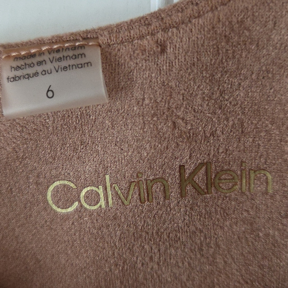 Calvin Klein Tan Suede Midi Dress - Picture 2 of 14